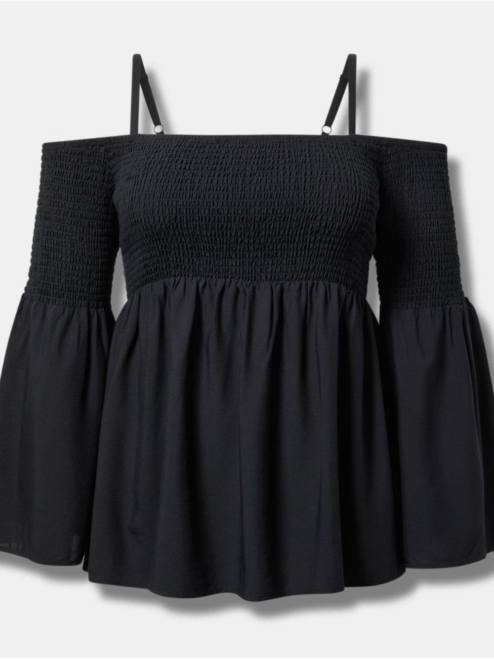 Torrid Black Smocked Off-the-Shoulder Women’s Blouse | NWT | Plus Size 1X/ 14-16